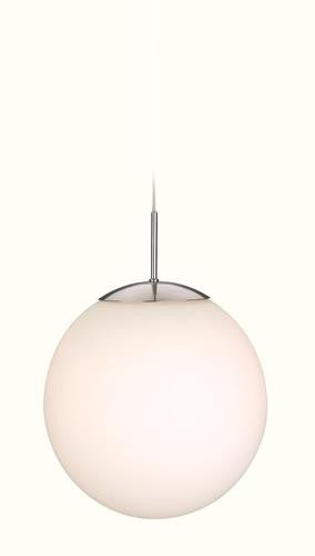 Firstlight 3303BS Globe Pendant - Brushed Steel with Opal White Glass - Firstlight - sparks-warehouse