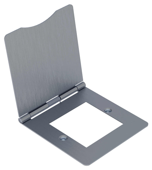 BG SBSEMS2/FR SCREWED Flat Plate Brushed Steel FLR MNT TWIN EURO Module  DBL Front Plate HINGED COVER - BG - sparks-warehouse