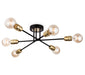 Firstlight 3701BK Trident 6 Light Flush Ceiling Light, Black & Brushed Brass Finish Semi Flush Ceiling Light Firstlight - Sparks Warehouse