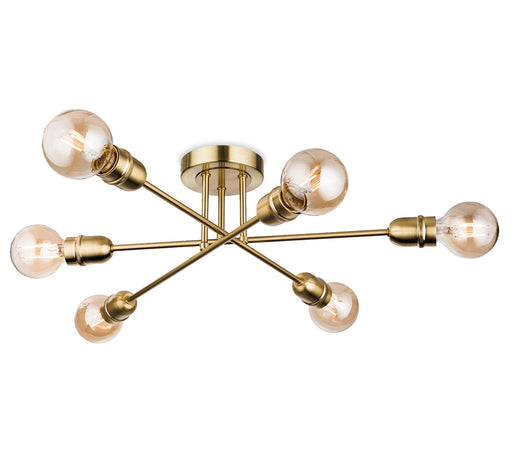 Firstlight 3701BR Trident 6 Light Flush Ceiling Light, Brushed Brass Finish Semi Flush Ceiling Light Firstlight - Sparks Warehouse