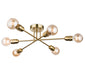 Firstlight 3701BR Trident 6 Light Flush Ceiling Light, Brushed Brass Finish Semi Flush Ceiling Light Firstlight - Sparks Warehouse