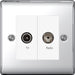 BG Nexus NPC66 Polished Chrome 2 Gang TV/FM Socket - BG - Sparks Warehouse