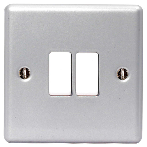 BG MC542 METAL CLAD 10A 2 Gang 2 Way Plate Switch - BG - sparks-warehouse