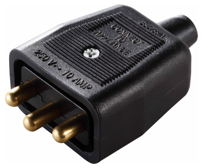 BG NC103PB Plug Side 3 Pin Heavy Duty In Line Rubber Connector - Black - Male - BG - sparks-warehouse