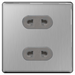BG FBS98G Screwless Flat Plate Brushed Steel 16A 2 Gang EURO Socket Shuttered - Grey Insert - BG - sparks-warehouse