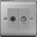 BG Nexus NBS66 Brushed Steel TV/FM 2 Gang Socket - BG - Sparks Warehouse