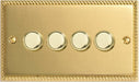 BG NBG84P Georgian Brass 400W 4 Gang 2 Way Push Dimmer - BG - sparks-warehouse