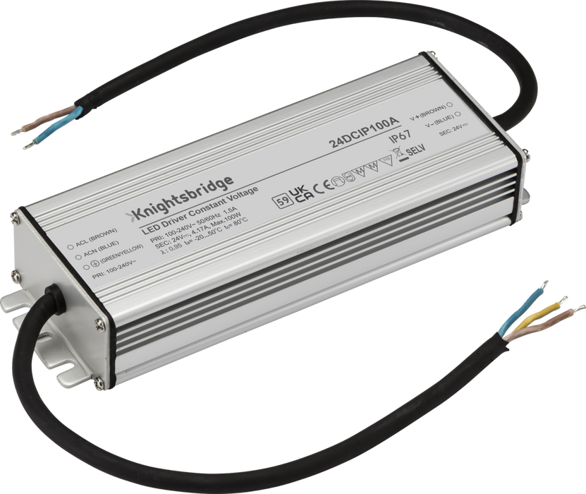 Knightsbridge 24DCIP100A 24V IP67 100W DC LED Driver - Constant Voltage ML Knightsbridge - Sparks Warehouse