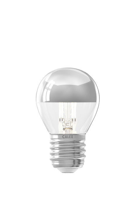 Calex 425127 - Calex LED Full Glass Top-mirror Filament Ball-lamp 220-240V 4W 310lm E27 P45, Chrome 2700K CRI80 Dimmable Calex Calex - Sparks Warehouse