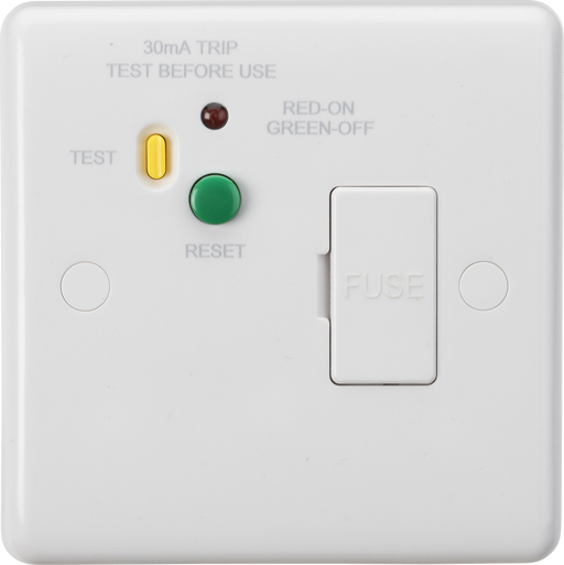 Knightsbridge CU6RCD White Curved edge 13A RCD Protected Fused Spur Unit - 30mA (Type A) Socket Knightsbridge - Sparks Warehouse