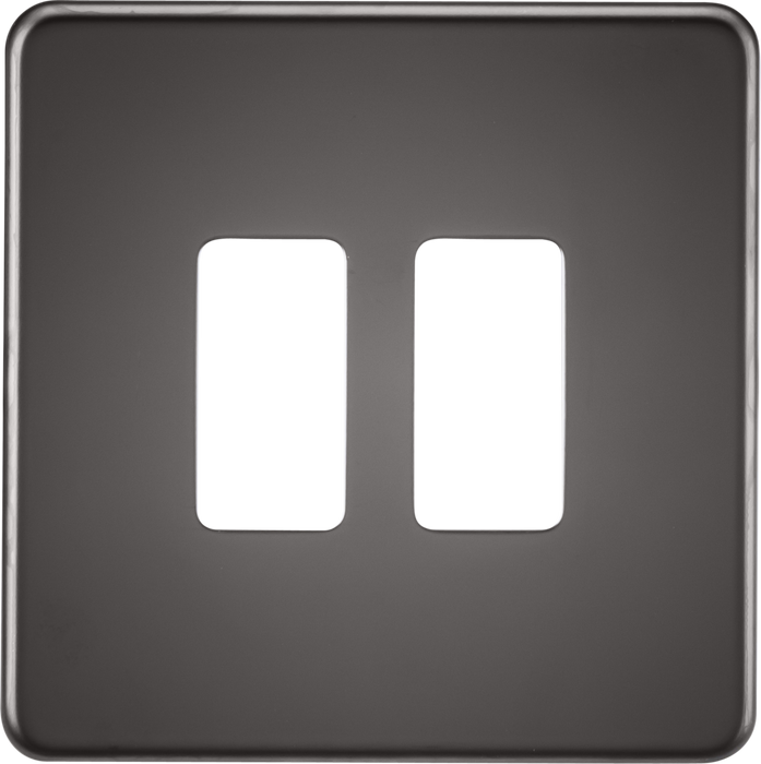Knightsbridge GDSF002BN Screwless 2G grid faceplate - black nickel Knightsbridge Grid Knightsbridge - Sparks Warehouse