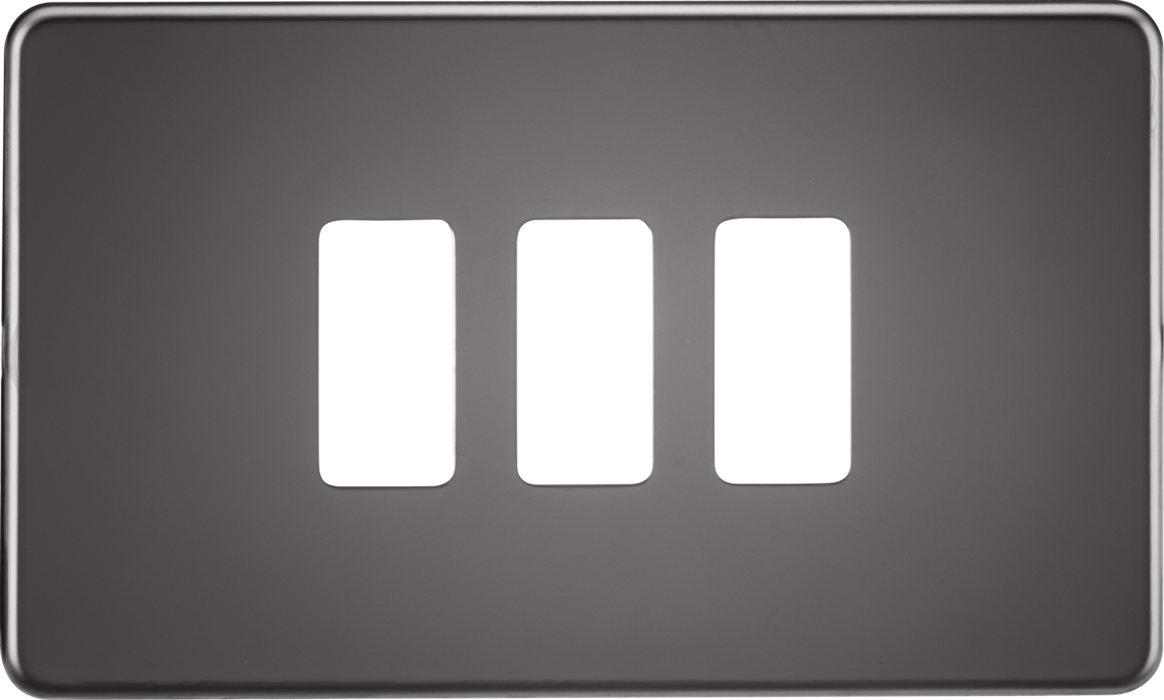 Knightsbridge GDSF003BN Screwless 3G grid faceplate - black nickel Knightsbridge Grid Knightsbridge - Sparks Warehouse