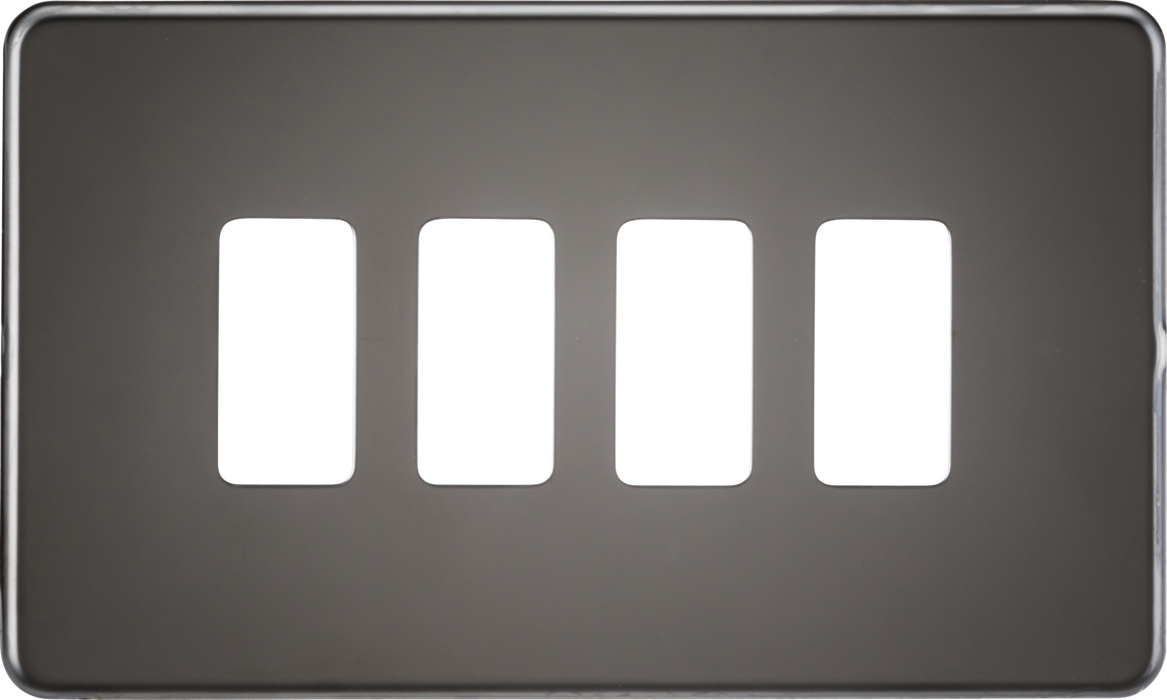 Knightsbridge GDSF004BN Screwless 4G grid faceplate - black nickel Knightsbridge Grid Knightsbridge - Sparks Warehouse