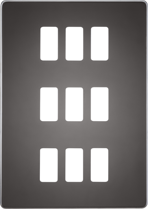 Knightsbridge GDSF009BN Screwless 9G grid faceplate - black nickel Knightsbridge Grid Knightsbridge - Sparks Warehouse