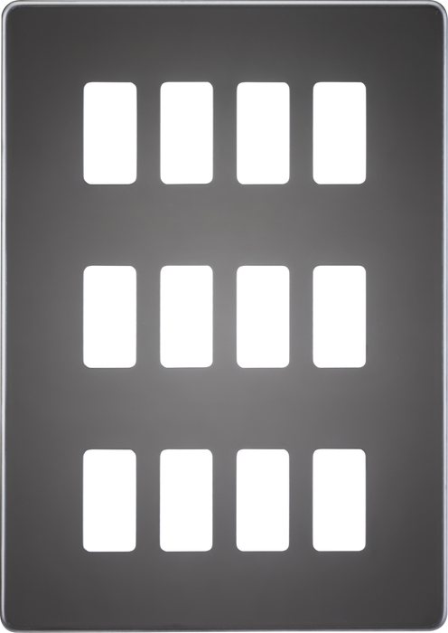 Knightsbridge GDSF012BN Screwless 12G grid faceplate - Black Nickel Knightsbridge Grid Knightsbridge - Sparks Warehouse