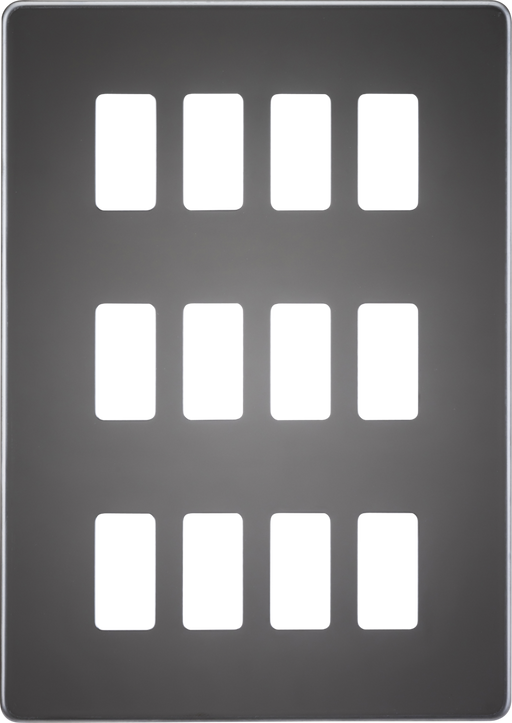 Knightsbridge GDSF012BN Screwless 12G grid faceplate - Black Nickel Knightsbridge Grid Knightsbridge - Sparks Warehouse