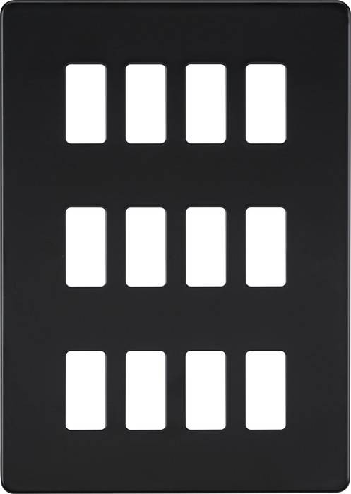 Knightsbridge GDSF012MB Screwless 12G grid faceplate - matt black Knightsbridge Grid Knightsbridge - Sparks Warehouse