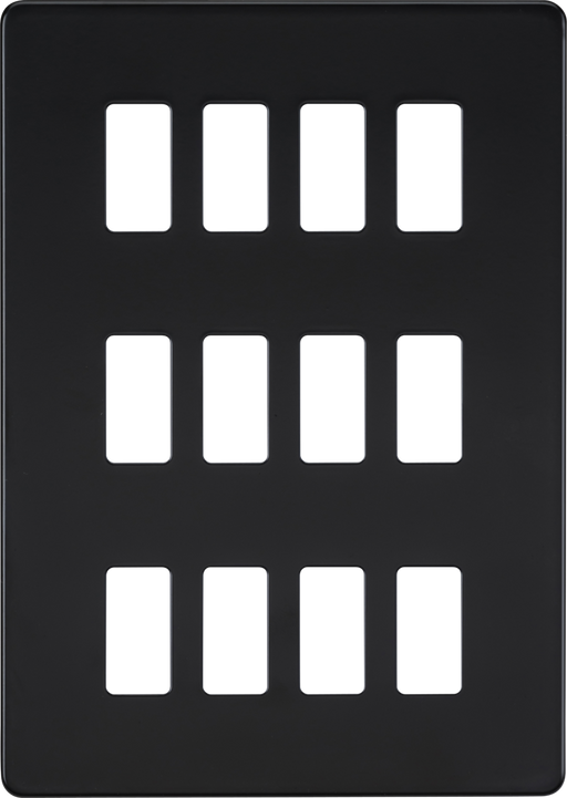 Knightsbridge GDSF012MB Screwless 12G grid faceplate - matt black Knightsbridge Grid Knightsbridge - Sparks Warehouse