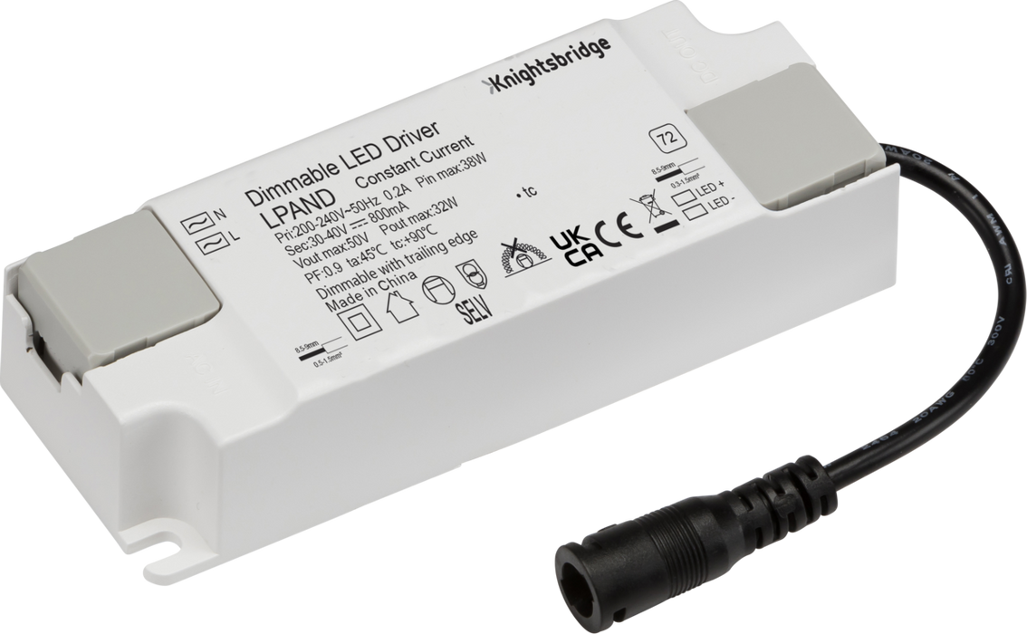 Knightsbridge LPAND IP20 32W Constant Current Dimmable LED Driver ML Knightsbridge - Sparks Warehouse