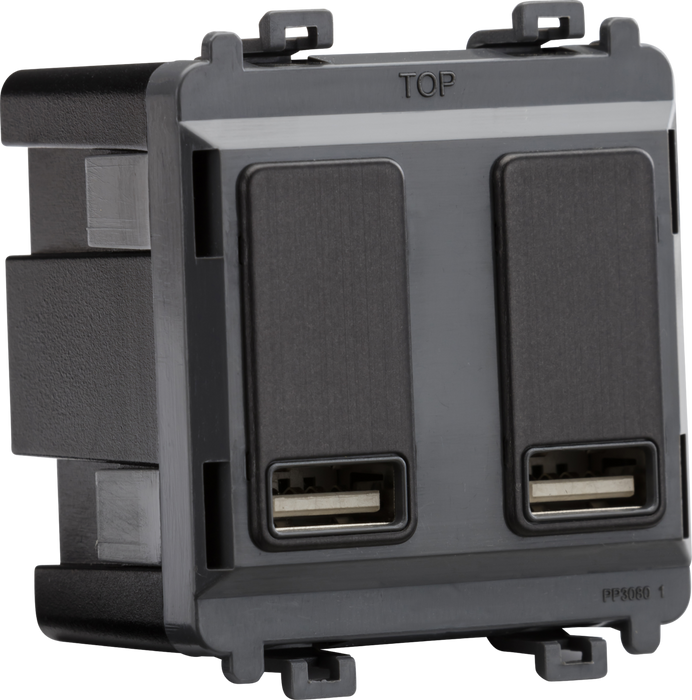 Knightsbridge GDM016SB Dual USB charger module (2 x grid positions) 5V 2.4A (shared) - smoked bronze Knightsbridge Grid Knightsbridge - Sparks Warehouse
