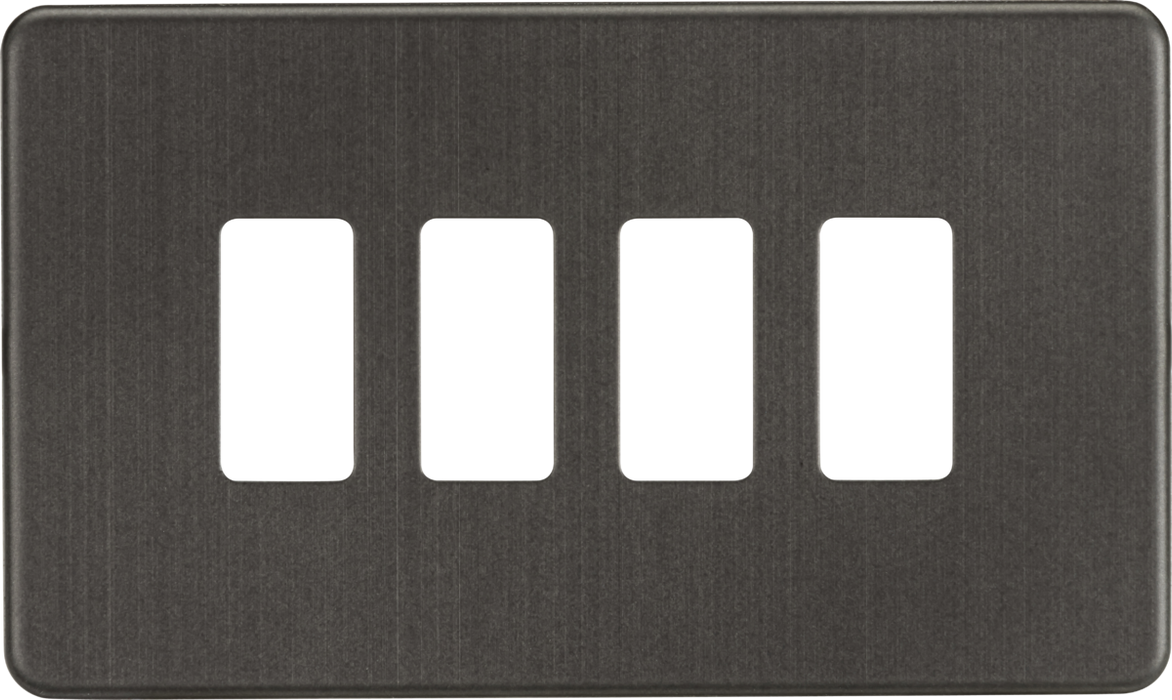 Knightsbridge GDSF004SB Screwless 4G grid faceplate - smoked bronze Knightsbridge Grid Knightsbridge - Sparks Warehouse