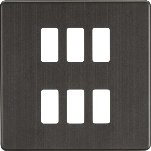 Knightsbridge GDSF006SB Screwless 6G grid faceplate - smoked bronze Knightsbridge Grid Knightsbridge - Sparks Warehouse