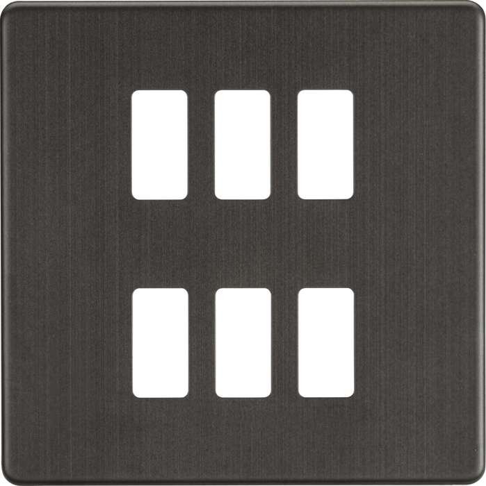 Knightsbridge GDSF006SB Screwless 6G grid faceplate - smoked bronze Knightsbridge Grid Knightsbridge - Sparks Warehouse