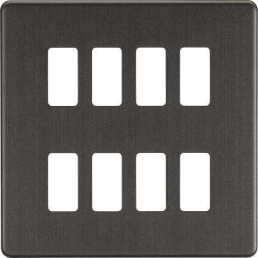 Knightsbridge GDSF008SB Screwless 8G grid faceplate - smoked bronze Knightsbridge Grid Knightsbridge - Sparks Warehouse