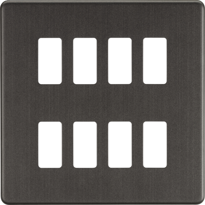 Knightsbridge GDSF008SB Screwless 8G grid faceplate - smoked bronze Knightsbridge Grid Knightsbridge - Sparks Warehouse