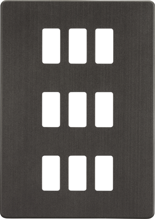 Knightsbridge GDSF009SB Screwless 9G grid faceplate - smoked bronze Knightsbridge Grid Knightsbridge - Sparks Warehouse