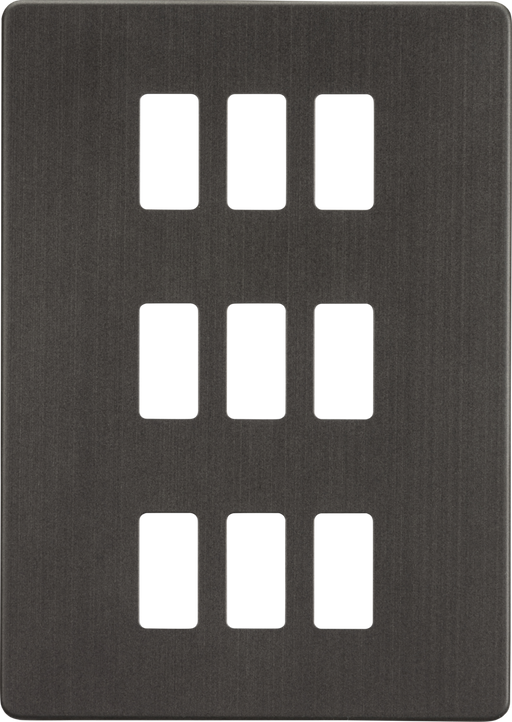 Knightsbridge GDSF009SB Screwless 9G grid faceplate - smoked bronze Knightsbridge Grid Knightsbridge - Sparks Warehouse