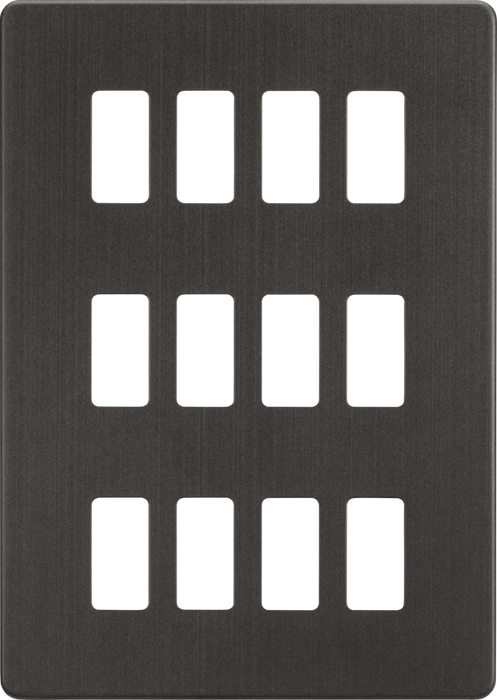 Knightsbridge GDSF012SB Screwless 12G grid faceplate - smoked bronze Knightsbridge Grid Knightsbridge - Sparks Warehouse
