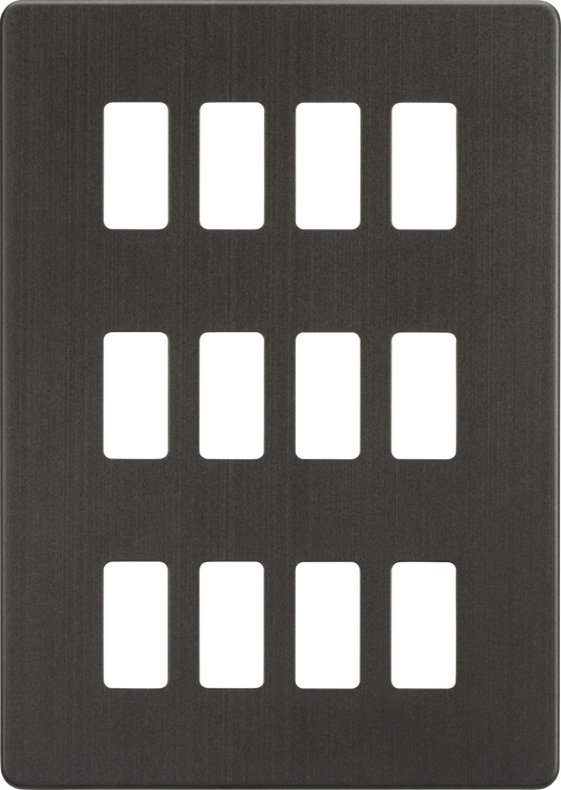 Knightsbridge GDSF012SB Screwless 12G grid faceplate - smoked bronze Knightsbridge Grid Knightsbridge - Sparks Warehouse