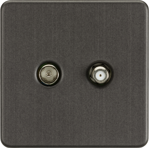 Knightsbridge SF0140SB Screwless TV & SAT TV Outlet (Isolated) - Smoked Bronze Knightsbridge Screwless Flat Plate Smoked Bronze Knightsbridge - Sparks Warehouse