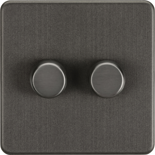 Knightsbridge SF2182SB Screwless 2G 2 Way 10-200W (5-150W LED) Trailing Edge Dimmer- Smoked Bronze Knightsbridge Screwless Flat Plate Smoked Bronze Knightsbridge - Sparks Warehouse