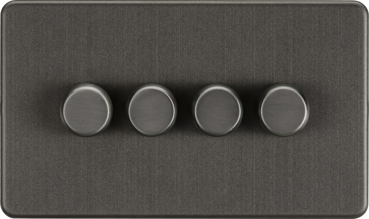 Knightsbridge SF2184SB Screwless 4G 2-way 10-200W (5-150W LED) Trailing Edge Dimmer - Smoked Bronze Knightsbridge Screwless Flat Plate Smoked Bronze Knightsbridge - Sparks Warehouse