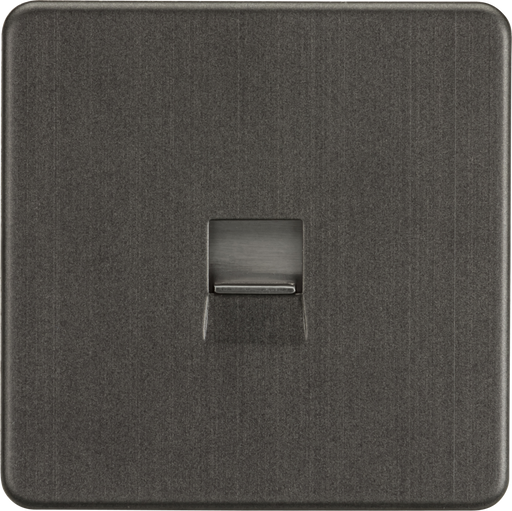 Knightsbridge SF7400SB Screwless Telephone Extension Socket - Smoked Bronze With Shutter Knightsbridge Screwless Flat Plate Smoked Bronze Knightsbridge - Sparks Warehouse