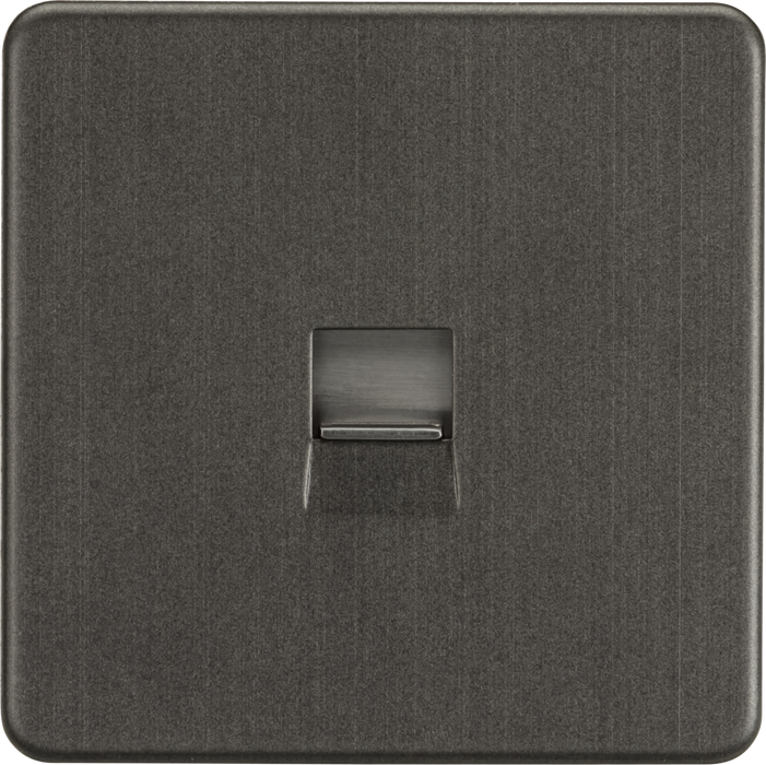Knightsbridge SF7400SB Screwless Telephone Extension Socket - Smoked Bronze With Shutter Knightsbridge Screwless Flat Plate Smoked Bronze Knightsbridge - Sparks Warehouse