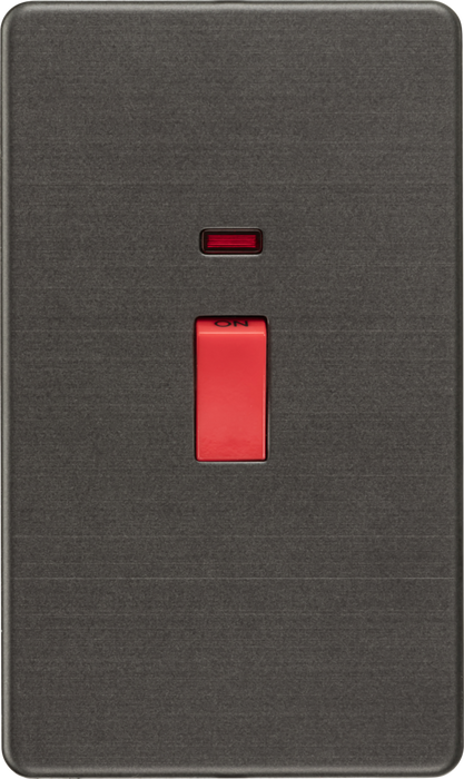 Knightsbridge SF8332NSB Screwless 45A 2G DP Switch With Neon - Smoked Bronze Knightsbridge Screwless Flat Plate Smoked Bronze Knightsbridge - Sparks Warehouse