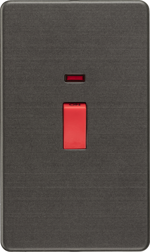 Knightsbridge SF8332NSB Screwless 45A 2G DP Switch With Neon - Smoked Bronze Knightsbridge Screwless Flat Plate Smoked Bronze Knightsbridge - Sparks Warehouse