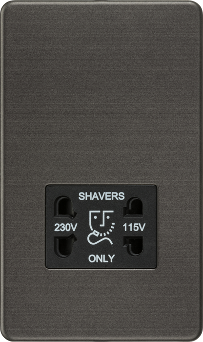 Knightsbridge SF8900SB Screwless 115V/230V Dual Voltage Shaver Socket -  Smoked Bronze Knightsbridge Screwless Flat Plate Smoked Bronze Knightsbridge - Sparks Warehouse