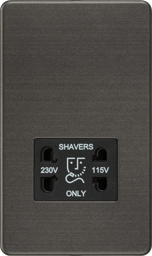 Knightsbridge SF8900SB Screwless 115V/230V Dual Voltage Shaver Socket - Smoked Bronze Knightsbridge Screwless Flat Plate Smoked Bronze Knightsbridge - Sparks Warehouse