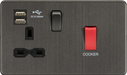 Knightsbridge SFR8333USB Screwless 45A DP Switch & 13A Switched Socket + USB - Smoked Bronze Knightsbridge Screwless Flat Plate Smoked Bronze Knightsbridge - Sparks Warehouse
