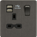 Knightsbridge SFR9124SB Screwless 13A 1G Switched Socket - USB Chargers - Smoked Bronze Knightsbridge Screwless Flat Plate Smoked Bronze Knightsbridge - Sparks Warehouse