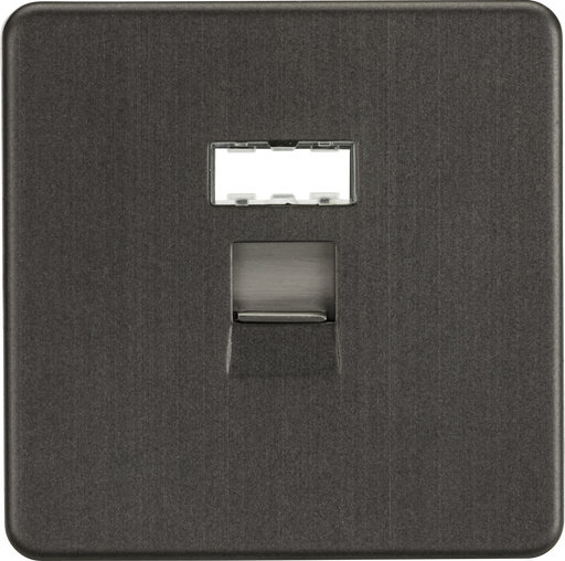 Knightsbridge SFRJ45SB Screwless RJ45 Network Outlet - Smoked Bronze With Shutter Knightsbridge Screwless Flat Plate Smoked Bronze Knightsbridge - Sparks Warehouse
