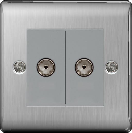 BG Nexus NBS63 Isolated Co-Axial Socket 2 Gang - BG - Sparks Warehouse