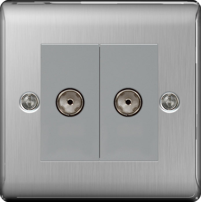 BG Nexus NBS63 Isolated Co-Axial Socket 2 Gang - BG - Sparks Warehouse
