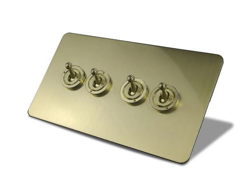 Caradok 4 Gang Screwless 2 Way Brushed Brass Toggle Switch Caradok - Screwless Brushed Brass Caradok - Sparks Warehouse