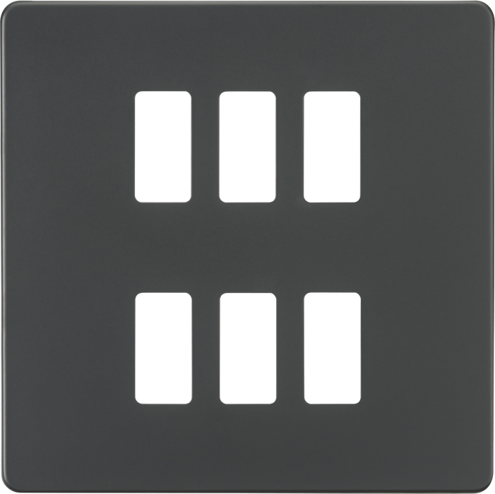 Knightsbridge GDSF006AT Screwless 6G grid faceplate - anthracite Knightsbridge Grid Knightsbridge - Sparks Warehouse