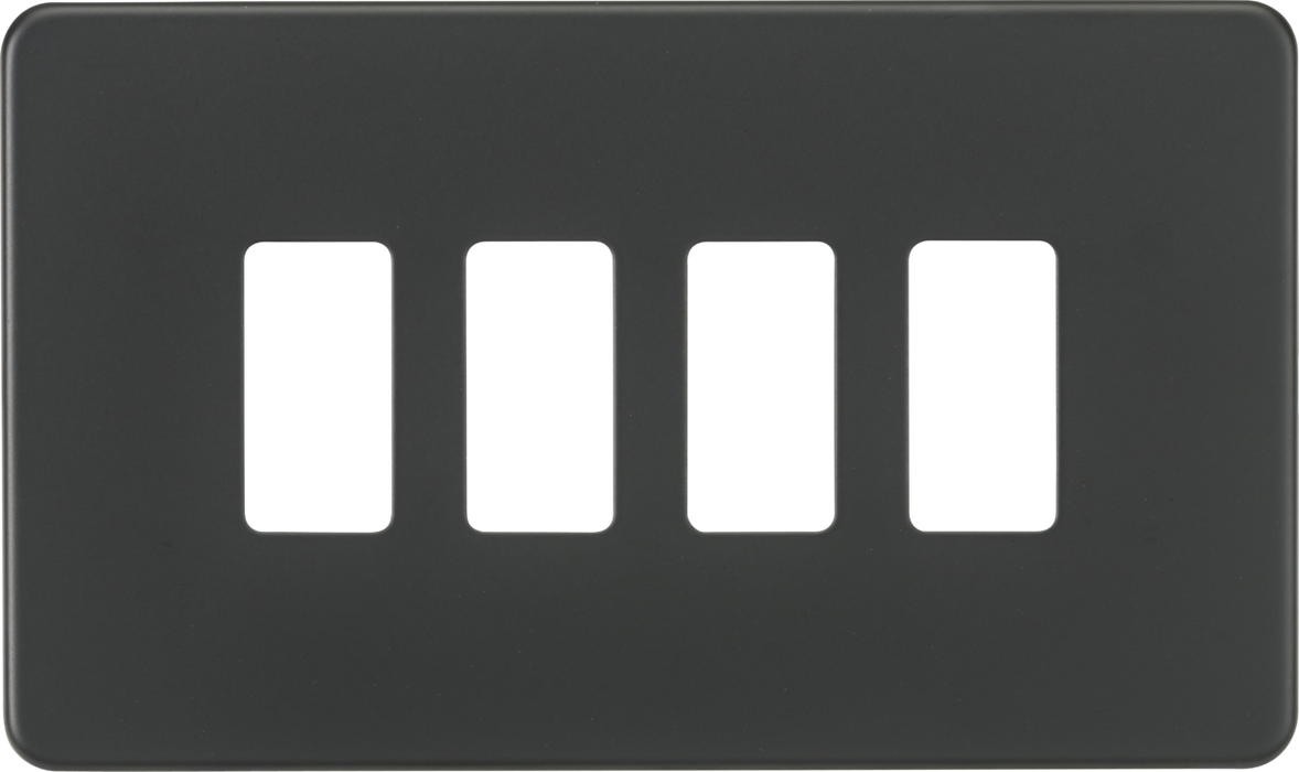 Knightsbridge GDSF004AT Screwless 4G grid faceplate - anthracite Knightsbridge Grid Knightsbridge - Sparks Warehouse